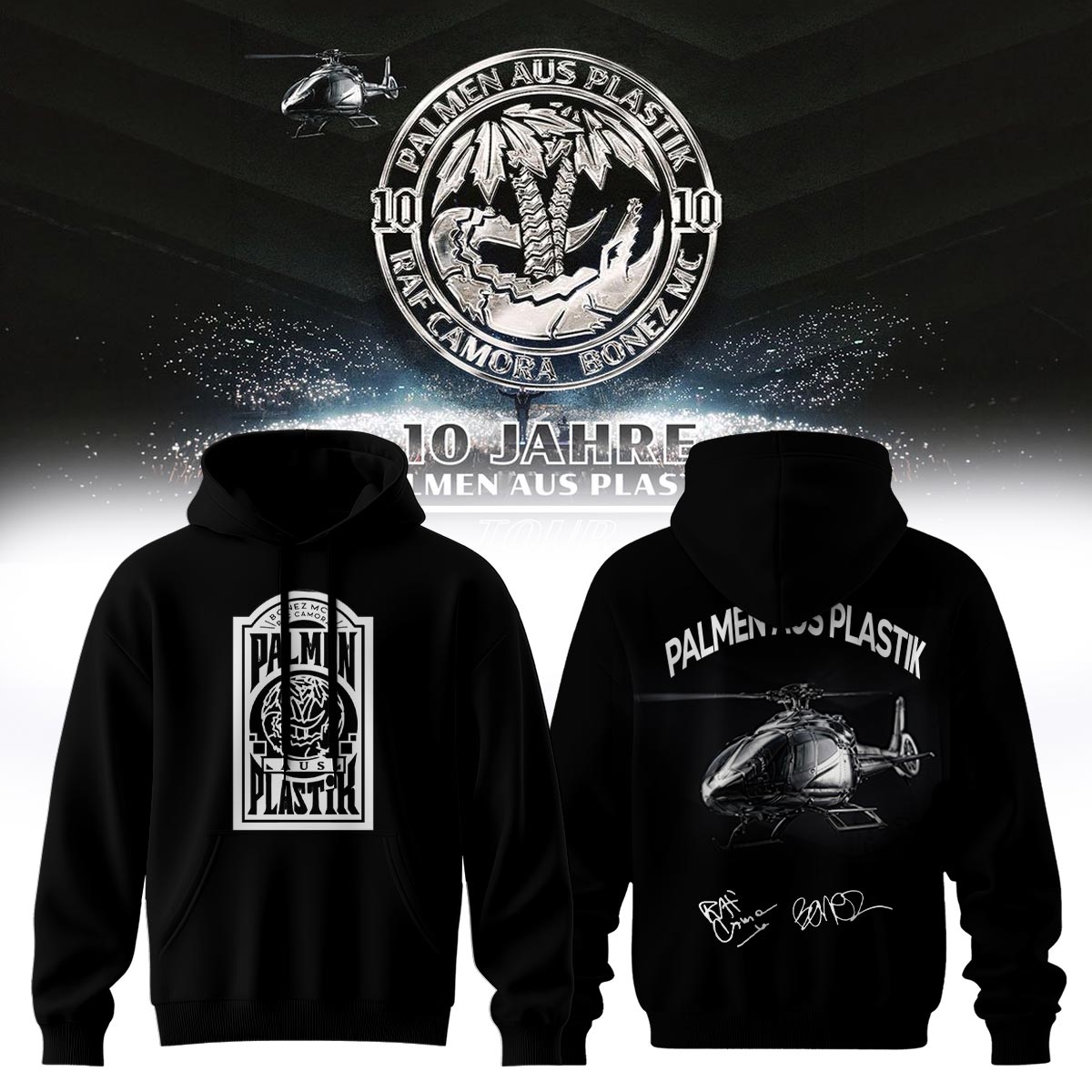 RAF Camora & Bonez MC “10 Jahre Palmen aus Plastik Tour” . Limited Edition Signature Hoodie