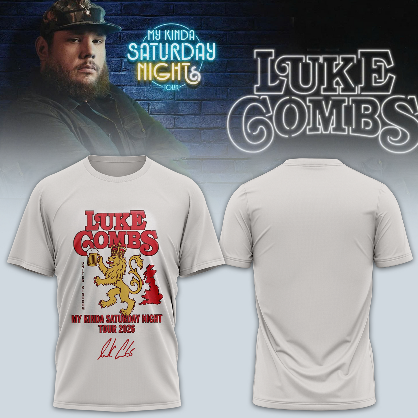 ,,.Luke Combs ”My Kinda Saturday Night Tour 2026” Limited Edition Signature – Tshirt