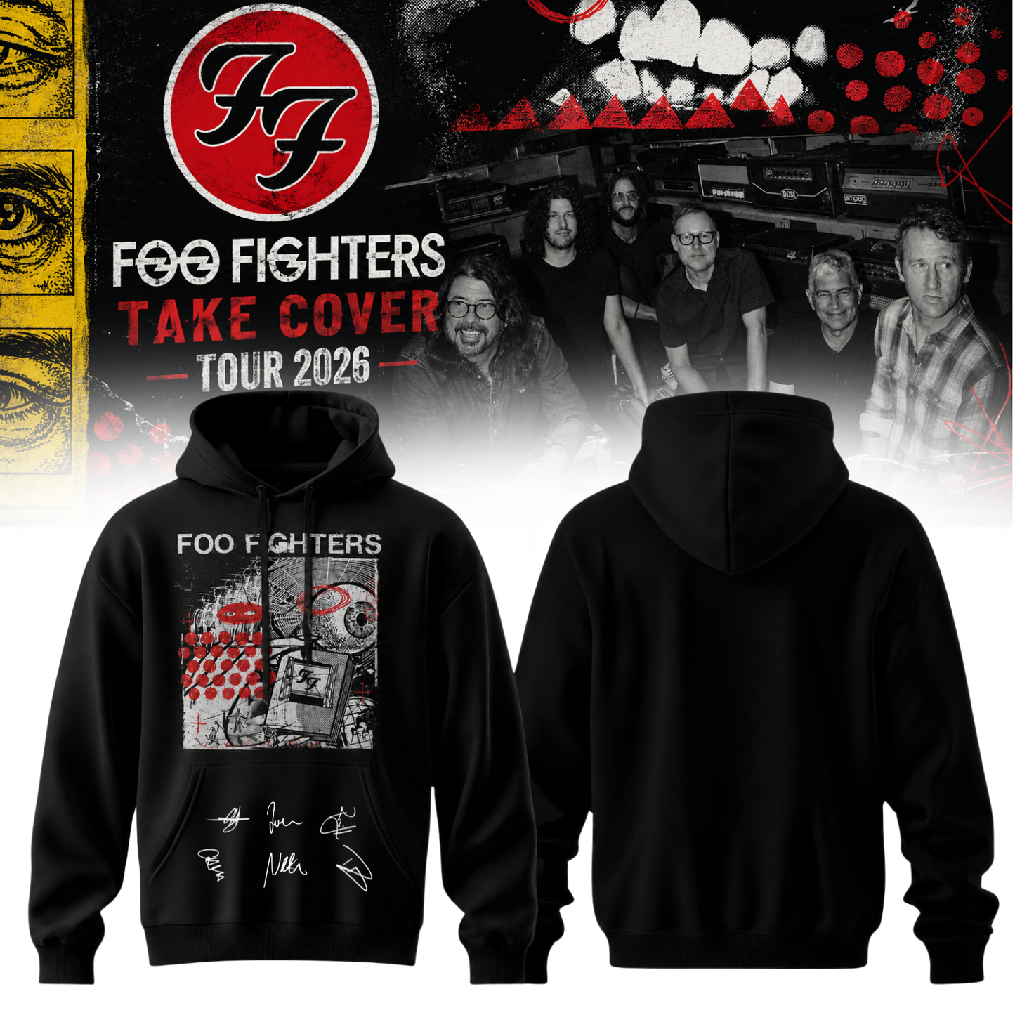 ,Foo Fighters ”Take Cover Tour 2026” Signature Limited Edition – Hoodie