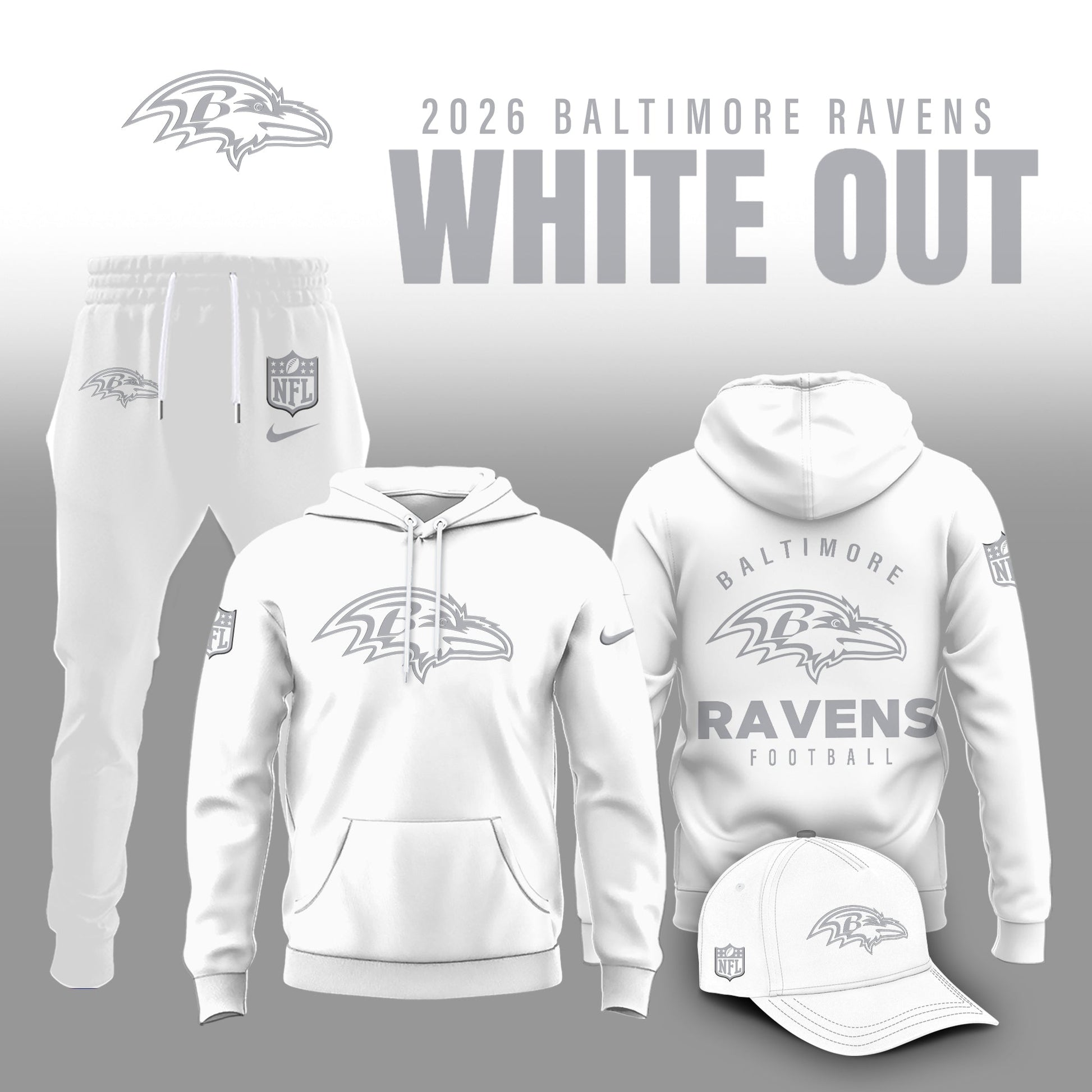 Baltimore Ravens 2026 White Out Limited Edition Hoodie