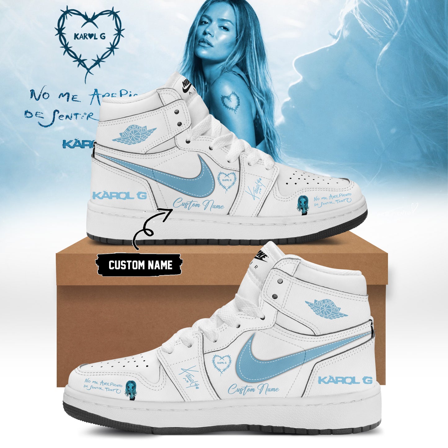 _Karol G “ NO ME ARREPIENTO DE SENTIR TANTO ” 🩵 Signature Limited Edition – Shoes 5