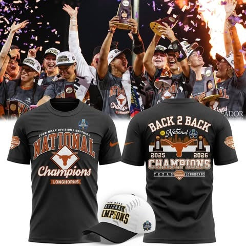 Limited Edition Longhorns 2026 Softball National Champions 🥎🤘🏆 Shirt