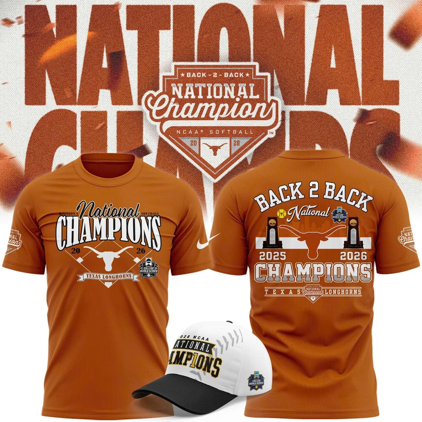 Limited Edition Longhorns 2026 Softball National Champions 🥎🤘🏆 Shirt