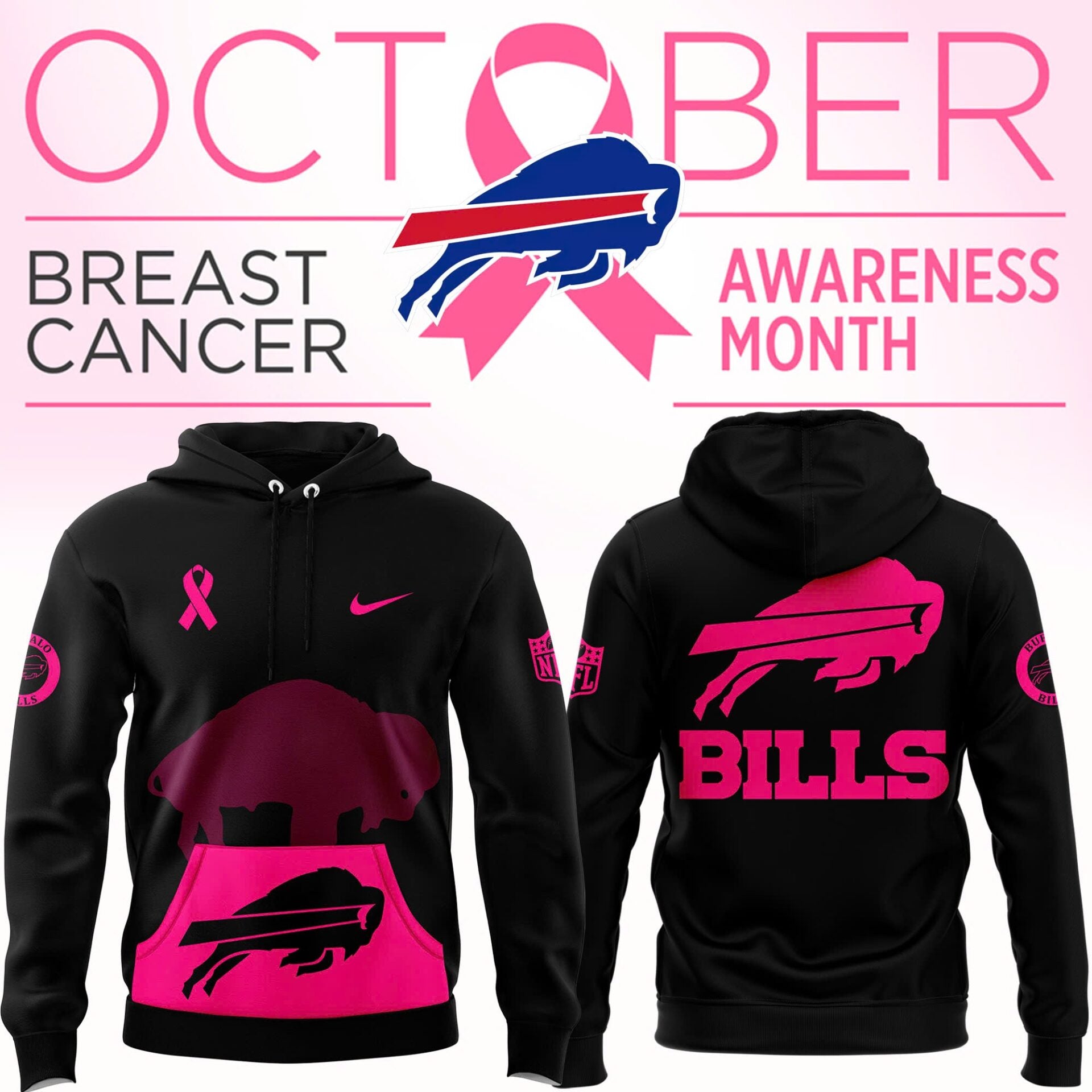 Limited Edition Black Buffalo Bills 2025 Crucial Catch Club Pullover Hoodie