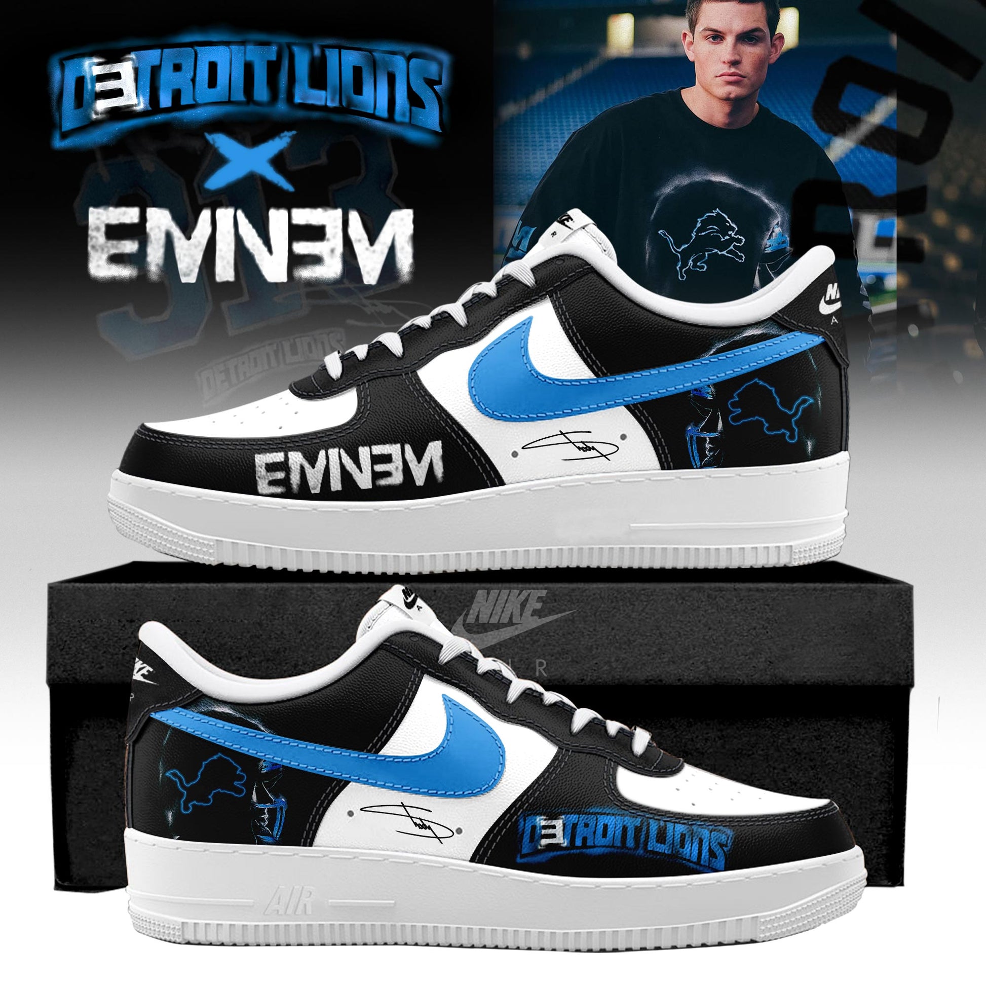 Eminem x Detroit Lions “Thanksgiving Halftime Show” Limited Edition AF1 Sneakers