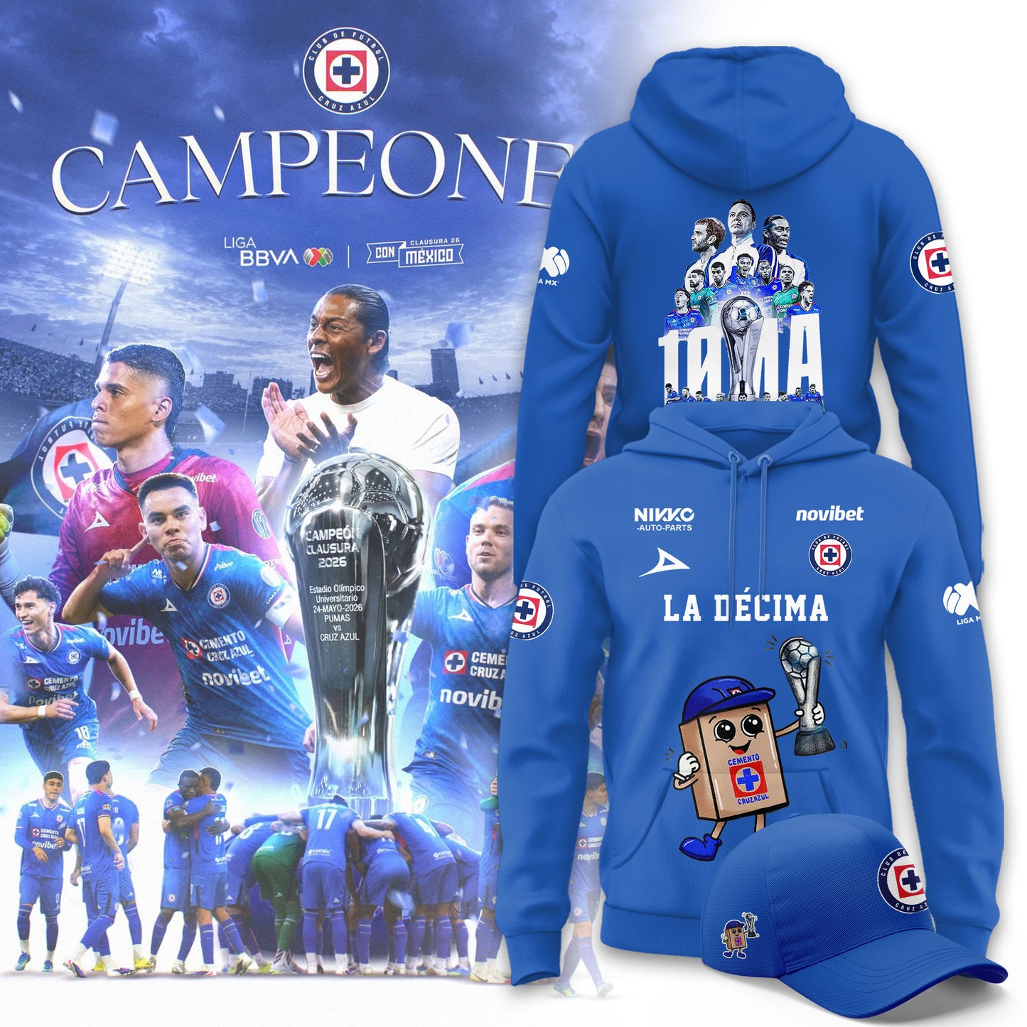 Cruz Azul — La Décima Liga MX 2026 Limited Hoodie