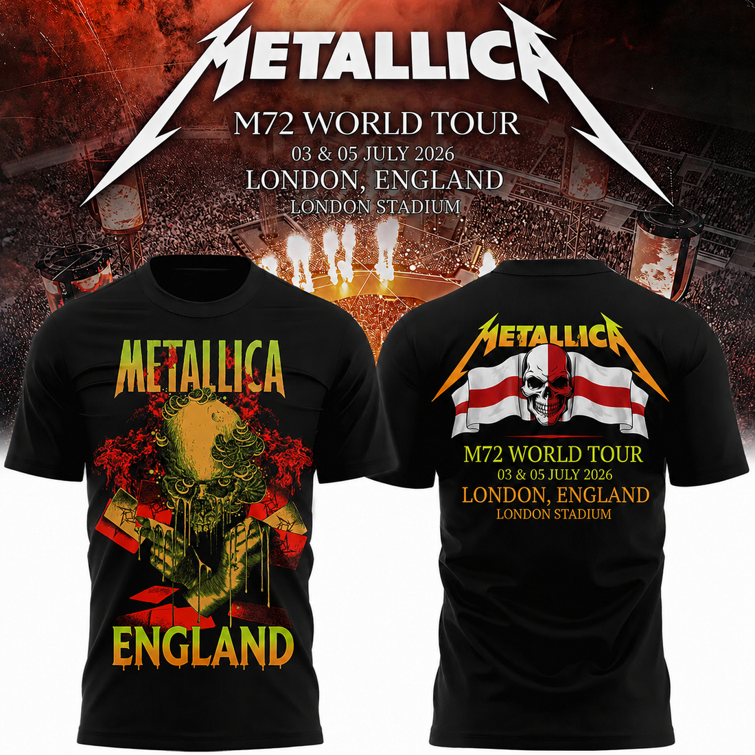 Metallica 2026 M72 World Tour London, England Special T-shirt