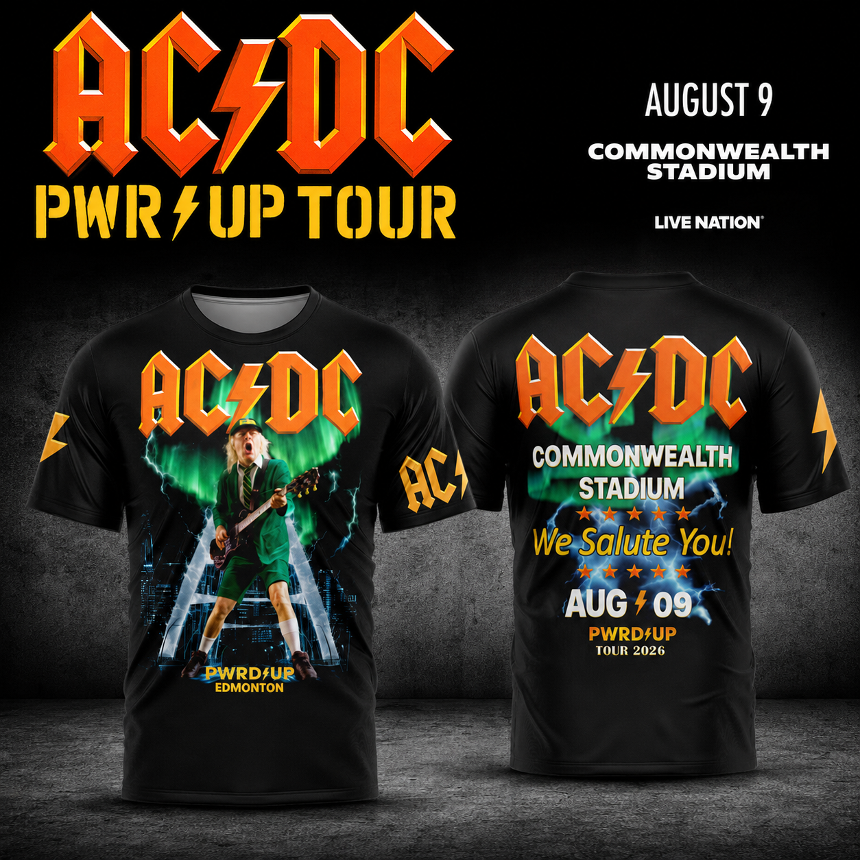 New Shirt AC/DC - Exclusive Edmonton Event Shirt - Power Up Tour 2026 T-Shirt