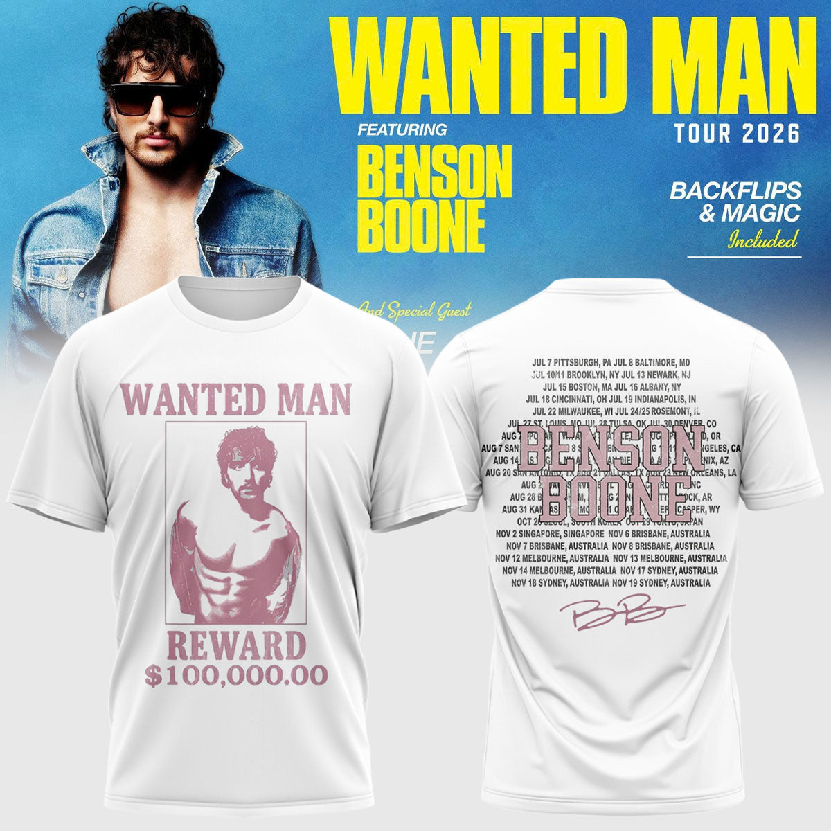 Benson Boone Wanted Man signed T-Shirt