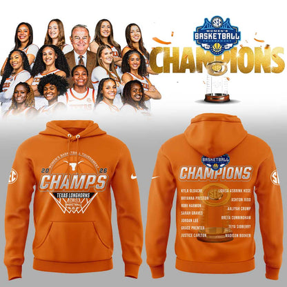 Texas Longhorns 2026 SEC Women’s Basketball Tournament Champions Hoodie