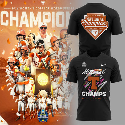 Limited Edition Longhorns 2026 Softball National Champions 🥎🤘🏆 Shirt