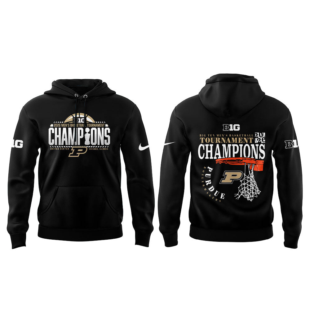 Purdue Boilermakers 2026 Big Ten Men’s Basketball Tournament Champions Hoodie Black