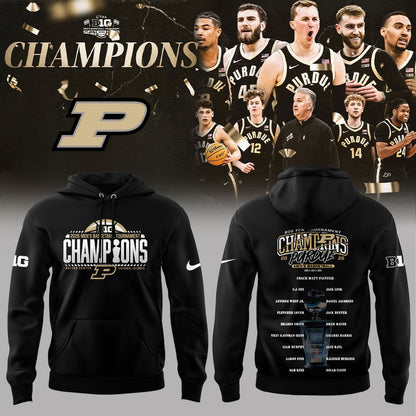 Purdue Boilermakers 2026 Big Ten Men’s Basketball Tournament Champions Hoodie Black V2