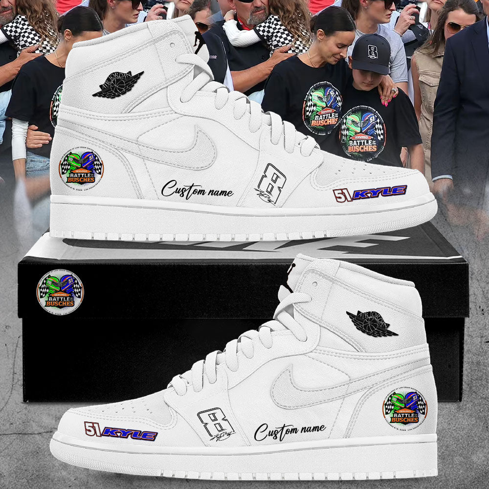 .Men’s Racing Legend Memorial Kyle Busch Limited Edition Custom Name Shoes White