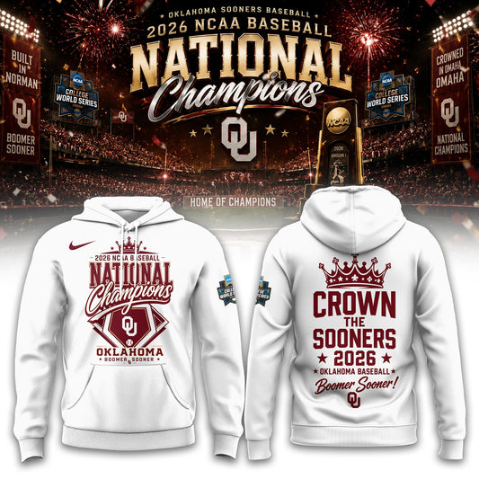 Oklahoma NCAA Basbeball Champions ’26 Limited Edition White Hoodie v3