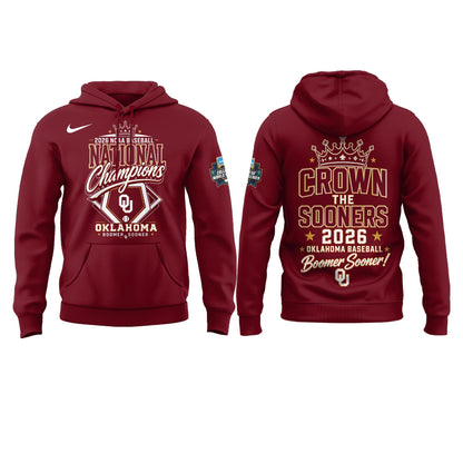 Oklahoma NCAA Basbeball Champions ’26 Limited Edition Red Hoodie v3