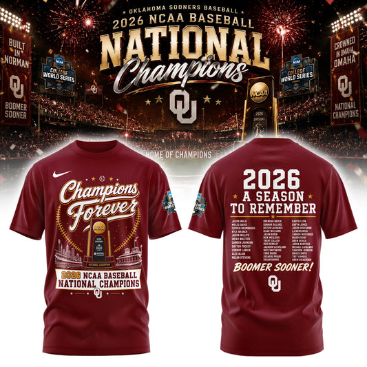 Oklahoma NCAA Basbeball Champions ’26 Limited Edition Red Tshirt v2