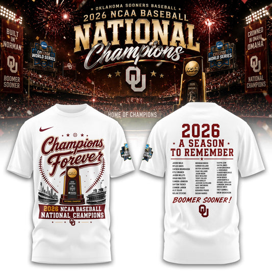 Oklahoma NCAA Basbeball Champions ’26 Limited Edition White Tshirt v2