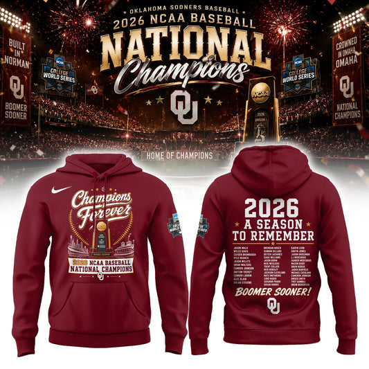Oklahoma NCAA Basbeball Champions ’26 Limited Edition Red Hoodie v2