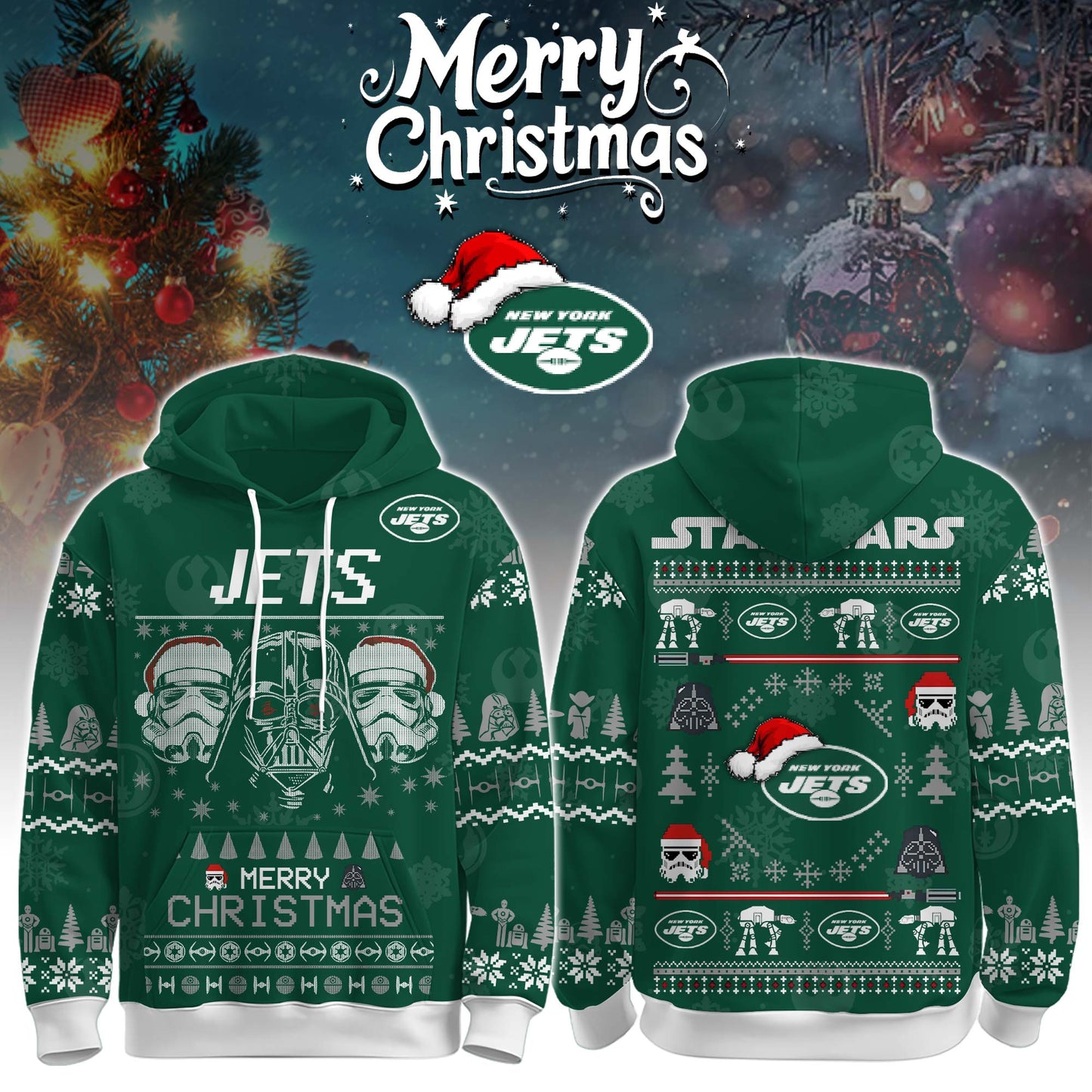 Unisex Jets Merry Christmas The Force Edition Hoodie
