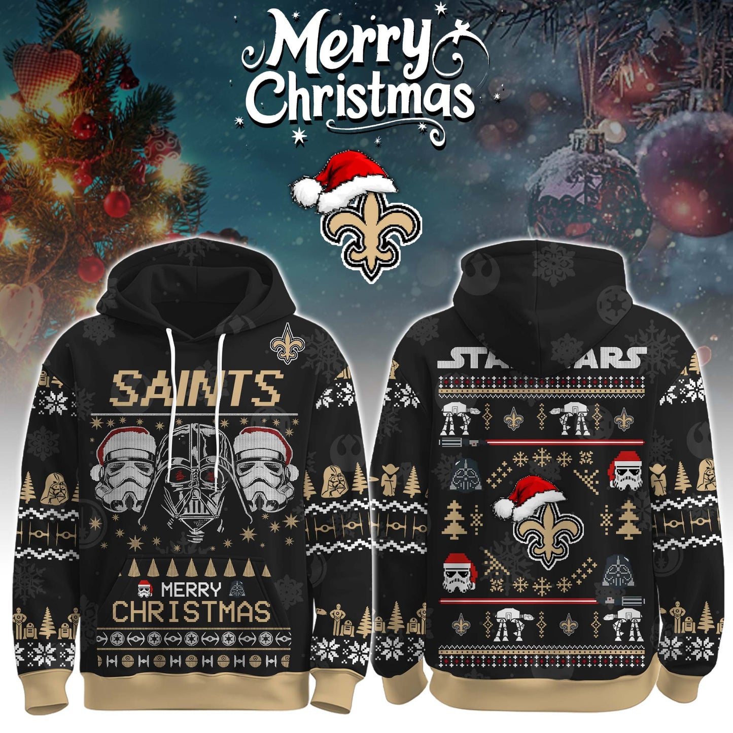 Unisex Saints Merry Christmas The Force Edition Hoodie