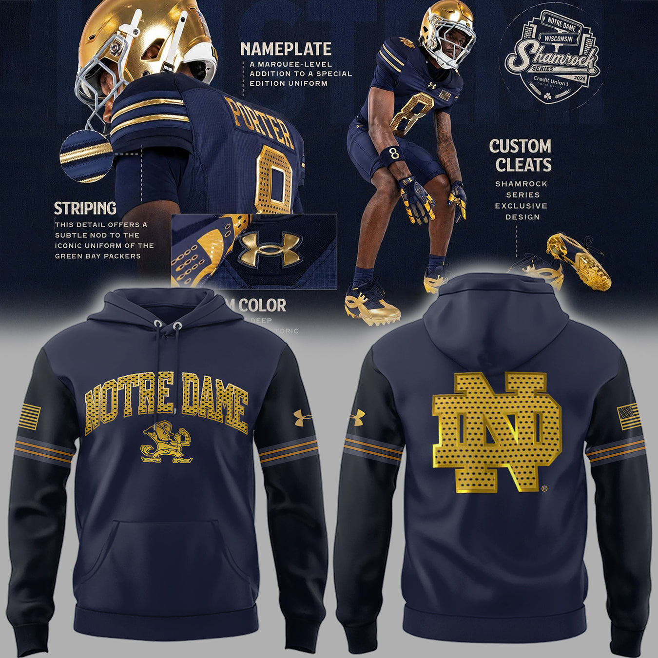 Limited Edition Notre Dame Football ” 2026 Shamrock Series uniforms ☘️” Hoodie