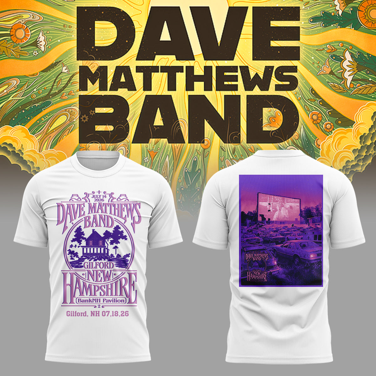 Dave Matthews Band - Limited Edition Summer Tour 2026 At Gilford T-shirt 3