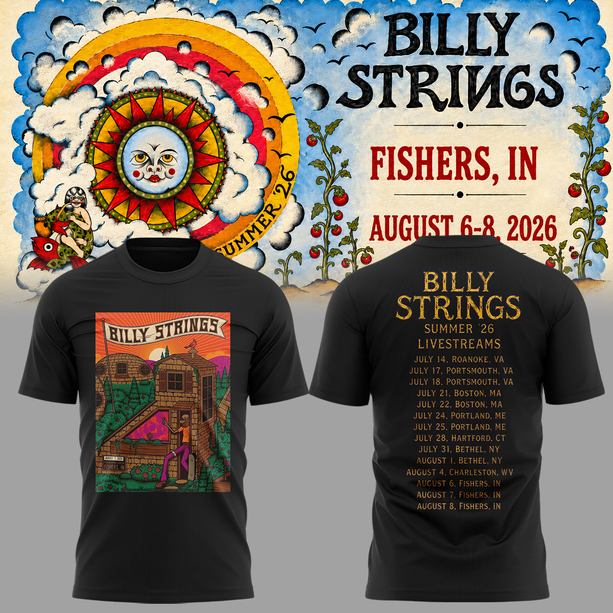 Limited Edition Billy Strings tour 2026 tshirt-ND08072620