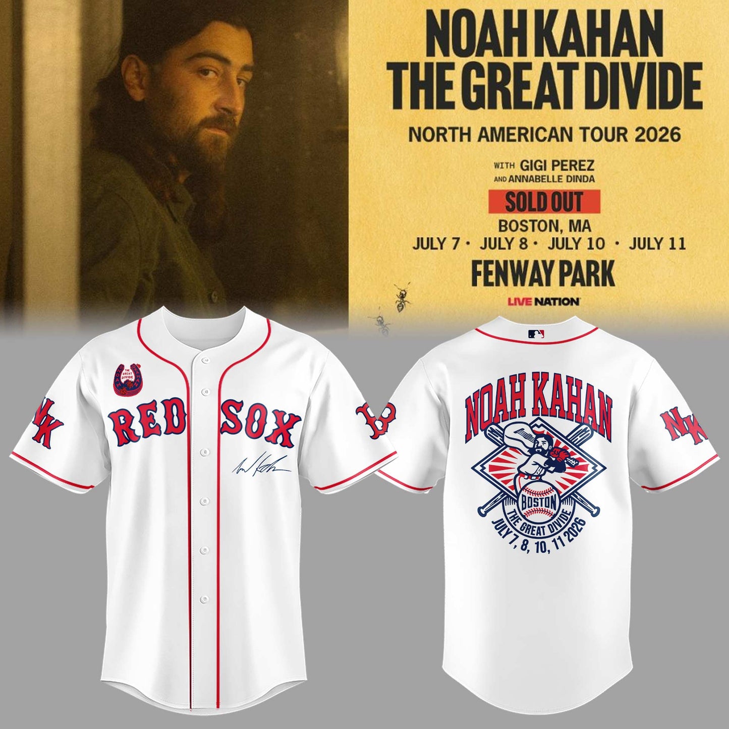 Limited Editon The Great Divide Tour At Fenway Park Boston Jersey