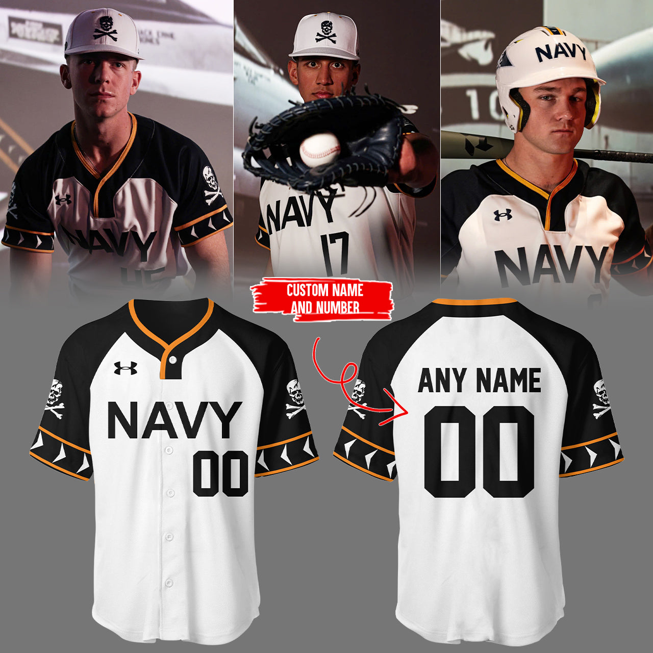 Navy Midshipmen Baseball 2025 Limited “Jolly Rogers” Custom Jersey