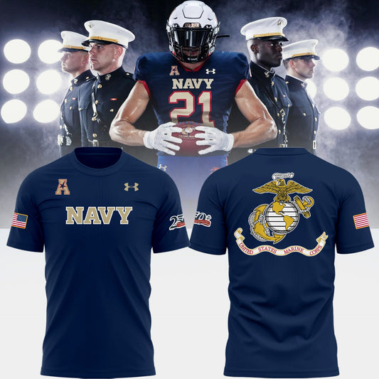 Limited Edition NAV Football Happy 250th Birthday U.S. Marines T-Shirt