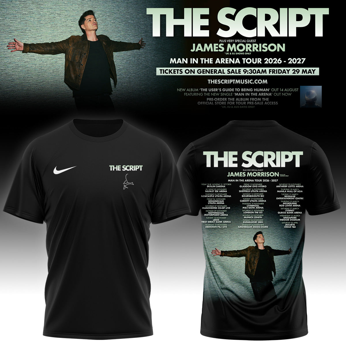 The Script ”Man In The Arena” Tour Limited Edition Signature – T-shirt