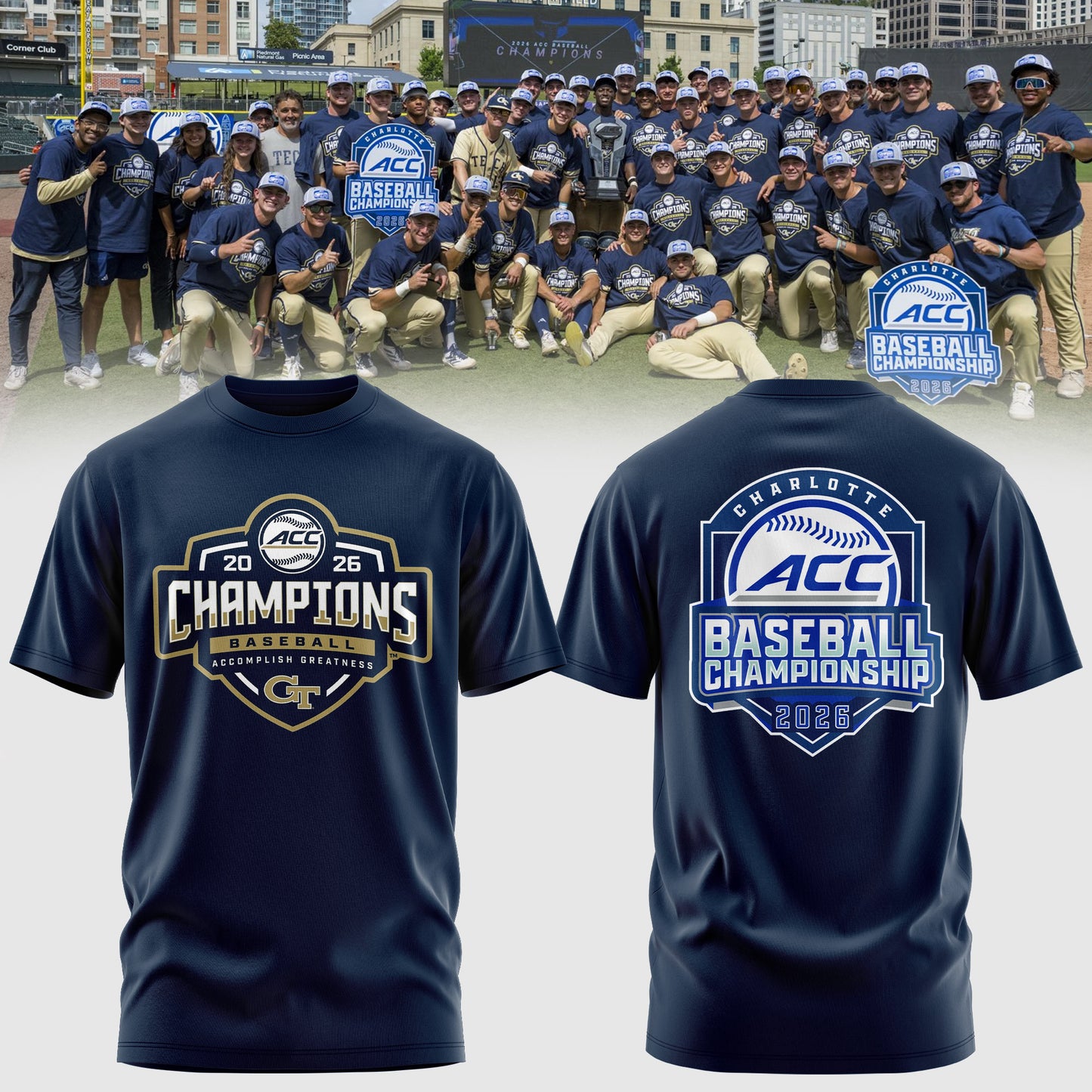 Georgia Tech Yellow Jackets Baseball ACC Tournament Champions Tee