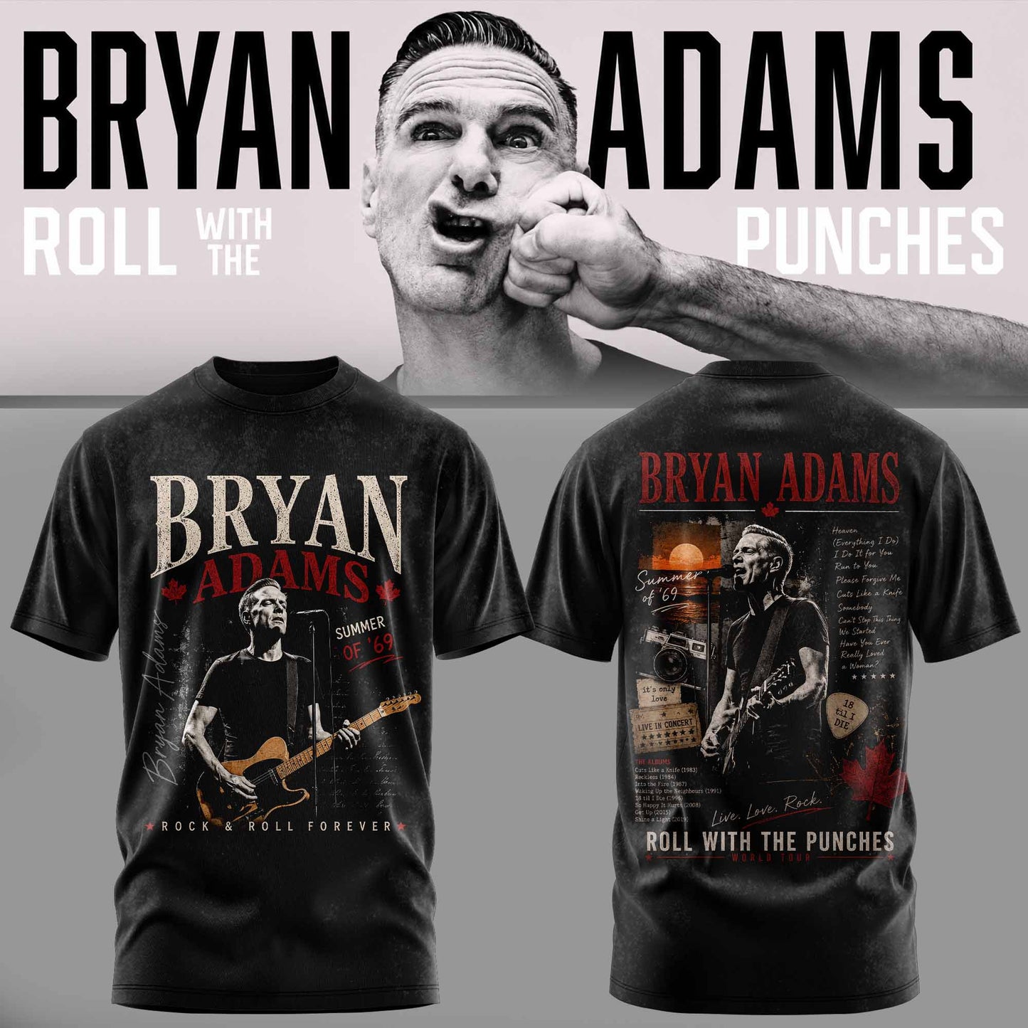 BRYAN ADAMS – ROLL WITH THE PUNCHES TOUR TEE 3