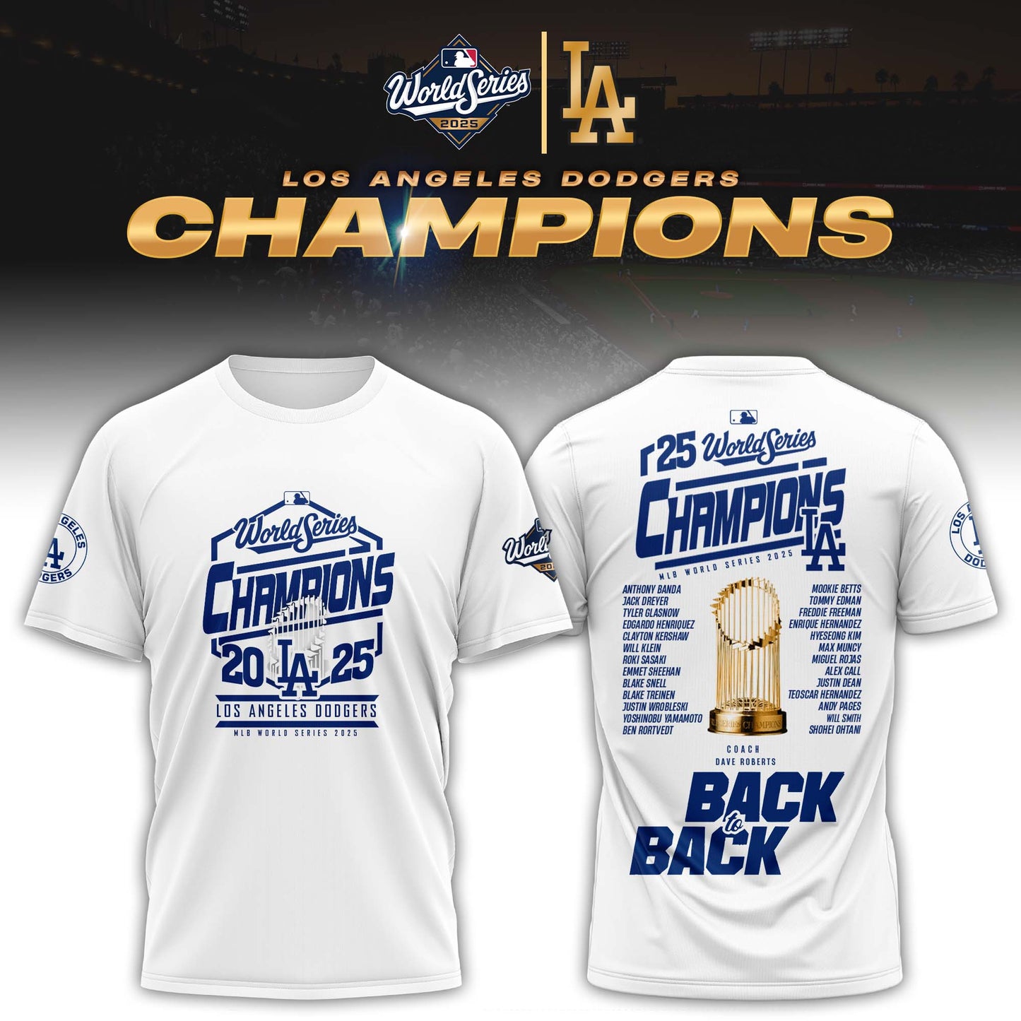 LAD x World Series Champion Back To Back 2025 Special Tshirt White