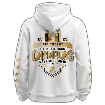 Navy Midshipmen Special Back to Back CIC trophy Champions 2025 Hoodie