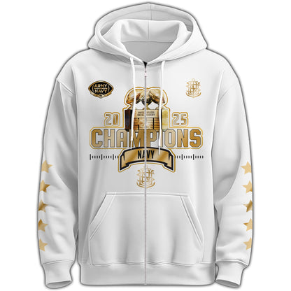 Navy Midshipmen Special Back to Back CIC trophy Champions 2025 Zip Hoodie