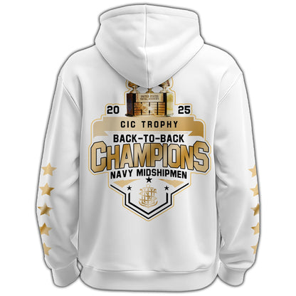 Navy Midshipmen Special Back to Back CIC trophy Champions 2025 Zip Hoodie