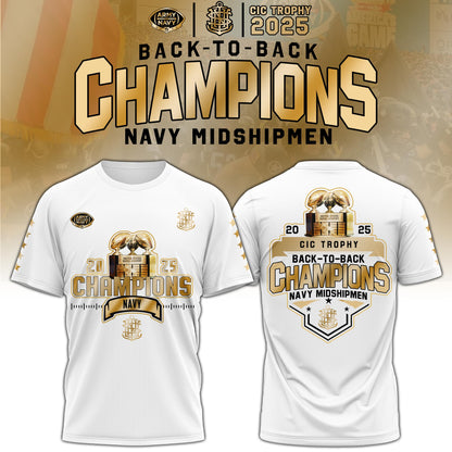 Navy Midshipmen Special Back to Back CIC trophy Champions 2025 T.shirt