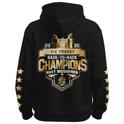 Navy Midshipmen Special Back to Back CIC trophy Champions 2025 Zip Hoodie