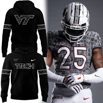 Special Edition Virginia Tech Football Wordmark Logo Uniform Black Hoodie