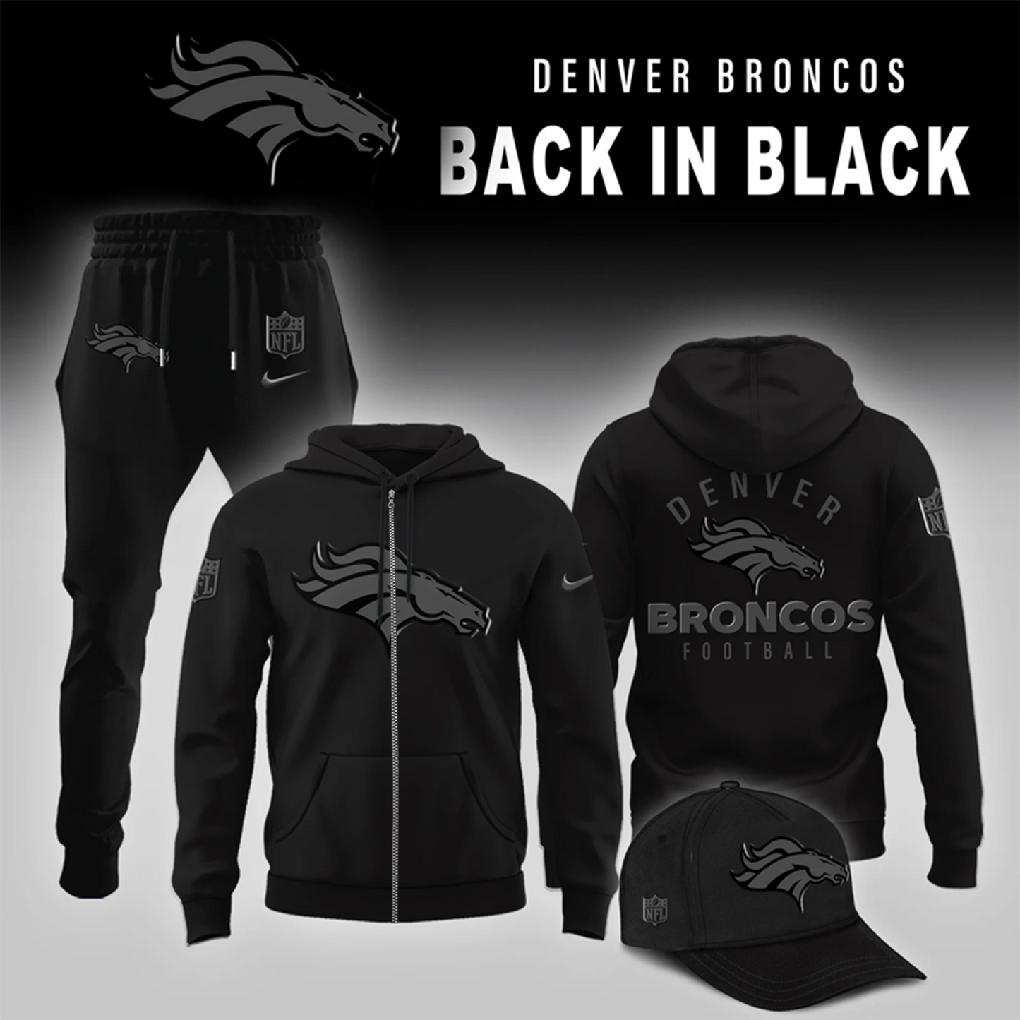 Denver Broncos 2026 Back In Black Limited Edition ZIP Hoodie