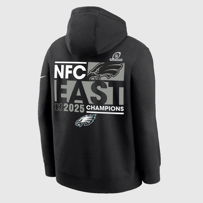 Black Philadelphia Eagles 2025 NFC East Division Champions Locker Room Trophy Collection Hoodie