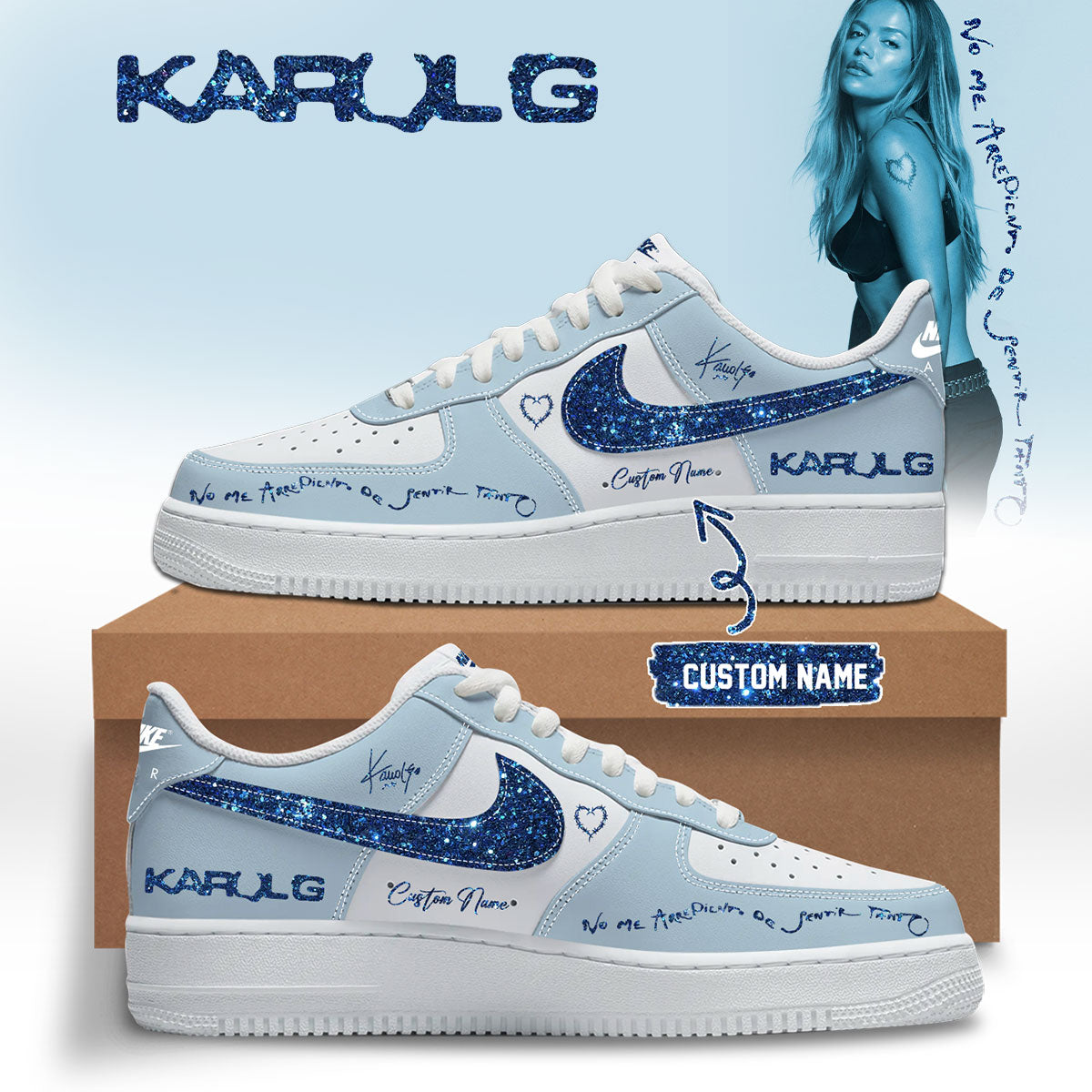 .KaRol G Album “NO ME ARREPIENTO DE SENTIR TANTO” 🩵 – Shoes 1-2
