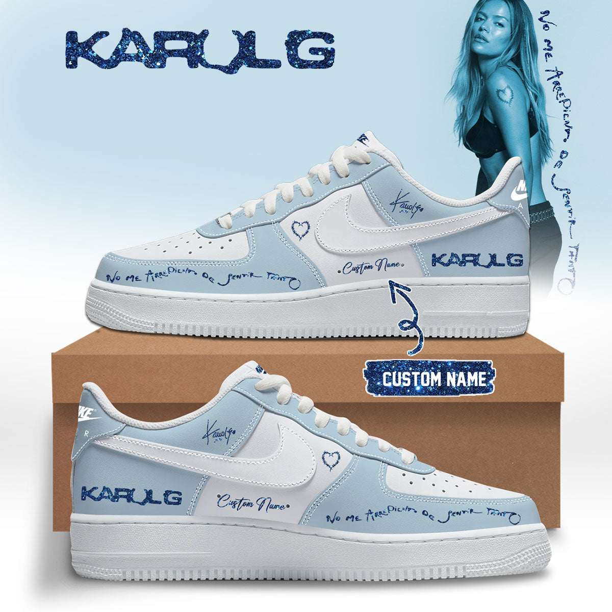.KaRol G Album “NO ME ARREPIENTO DE SENTIR TANTO” 🩵 – Shoes 1-3