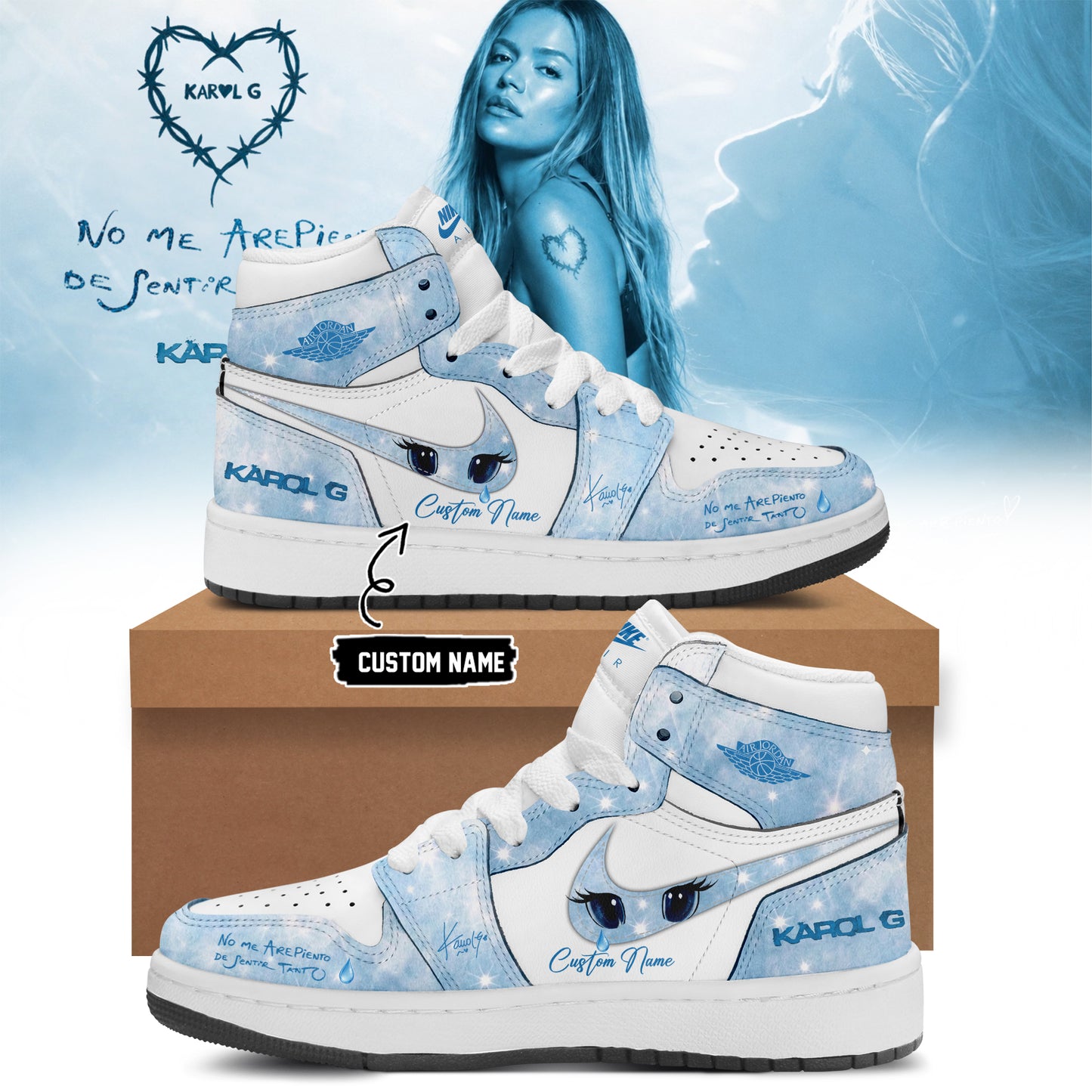 _Karol G “ NO ME ARREPIENTO DE SENTIR TANTO ” 🩵 Signature Limited Edition – Shoes