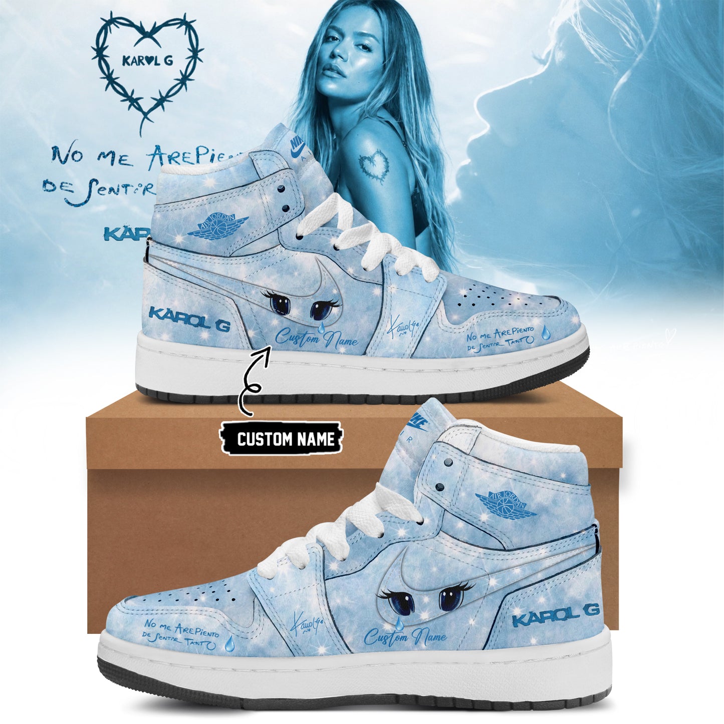 _Karol G “ NO ME ARREPIENTO DE SENTIR TANTO ” 🩵 Signature Limited Edition – Shoes 3