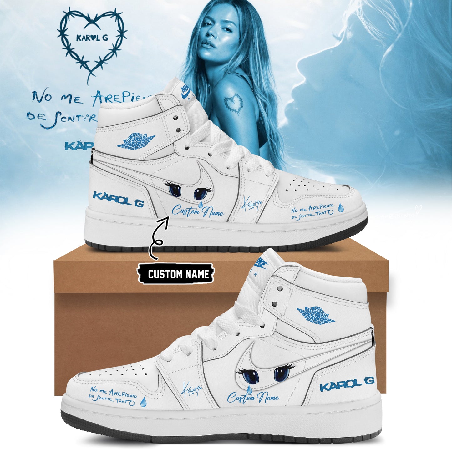 _Karol G “ NO ME ARREPIENTO DE SENTIR TANTO ” 🩵 Signature Limited Edition – Shoes 1.1