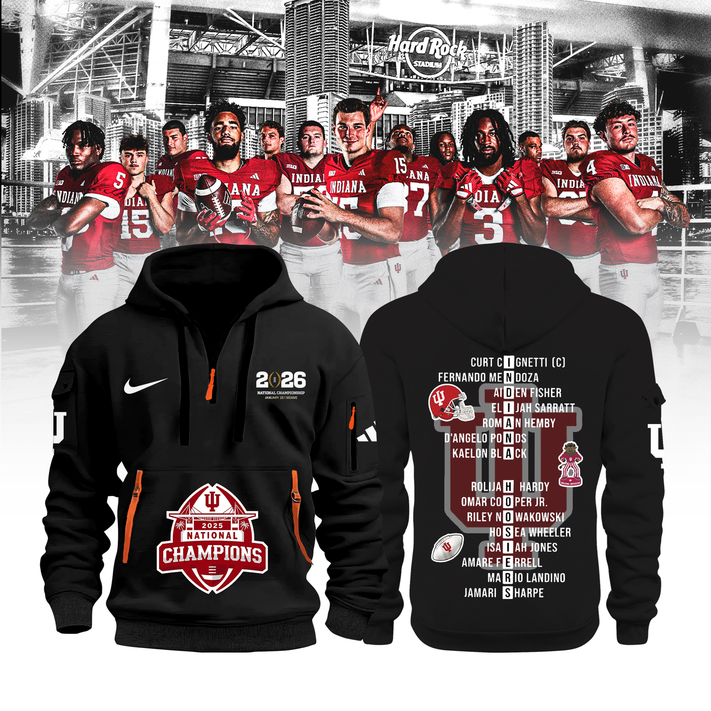 Indiana Hoosiers College Football Playoff 2025 National Champions New Hoodie