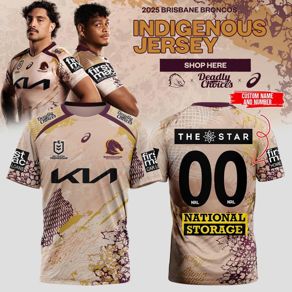 Broncos Launch 2025 Indigenous  JERSEY (custom Number)